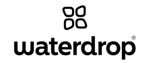 The Waterdrop logo in black, featuring a four-oval emblem above the lowercase word 'waterdrop' on a plain white background.